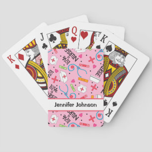Jeu De Cartes Infirmière Art rose Nom personnalisé