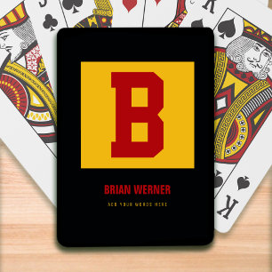 Jeu De Cartes initiale B, nom + texte, couleur personnelle jaune