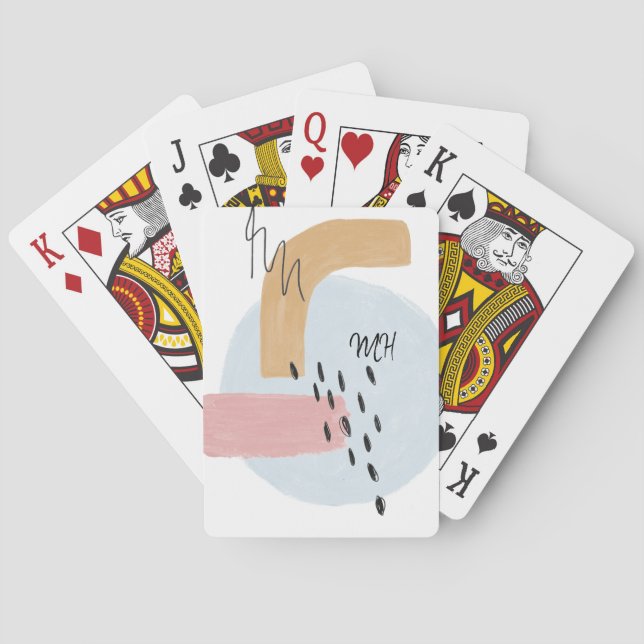 Jeu De Cartes Initiales de calligraphie Abstraite rose Monogramm (dos)