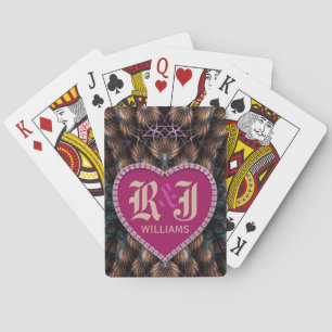 Jeu De Cartes Initiales de fantaisie fractale Cœur rose Personna