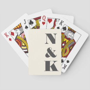 Jeu De Cartes Initiales de monogramme moderne gras Mariage noir