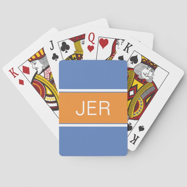 Jeu De Cartes Initiales de monogramme personnalisées Blue Orange (dos)