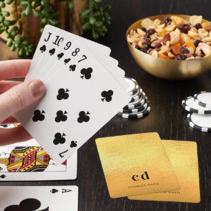 Jeu De Cartes Initiales de nom en monogramme doré