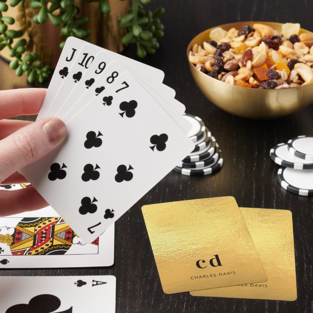 Jeu De Cartes Initiales de nom en monogramme doré (In Situ)