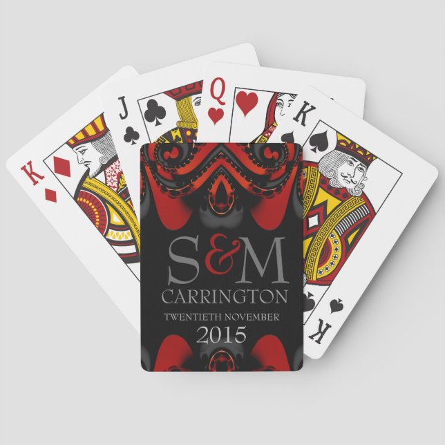 Jeu De Cartes Initiales gothiques rouges exotiques (dos)