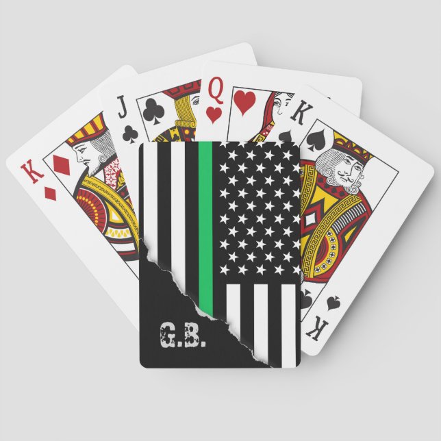 Jeu De Cartes Initiales personnalisées de l'indicateur de ligne  (dos)
