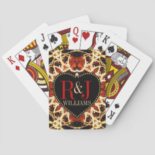 Jeu De Cartes Initiales personnalisées Moyen Age Fire Heart Joue