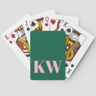 Jeu De Cartes Initiales personnalisées rose vert moderne
