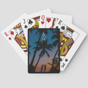 Jeu De Cartes Initiales photo en couple Monogramme Retro Lecture