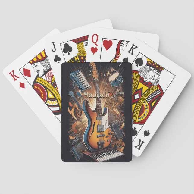 Jeu De Cartes Instruments de musique de nom personnalisé (dos)