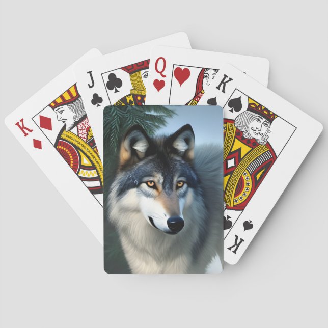 Jeu De Cartes Intrépide Loup De L'Arctique, Plateau De Jouer Des (dos)