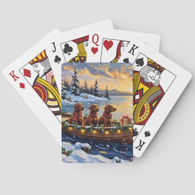 Jeu De Cartes Irish Red Setter Christmas Boat Holiday (dos)