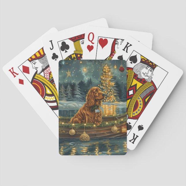 Jeu De Cartes Irish Red Setter Christmas Festive Voyage (dos)