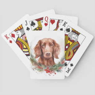 Jeu De Cartes Irlandais Red Setter Festive Wreath Pup