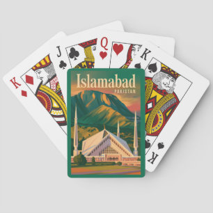 Jeu De Cartes Islamabad Pakistan Mosquée Faisal Illustration