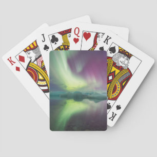 Jeu De Cartes Islande, Jokulsarlon. Les lumières Aurora reflèten