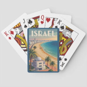 Jeu De Cartes Israël Tel Aviv Illustration Voyage Art Rétro