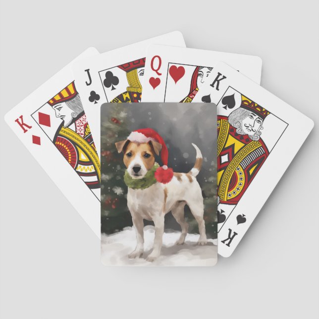 Jeu De Cartes Jack Russell Chien à Noël de neige (dos)
