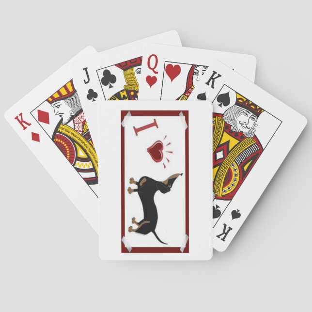 Jeu De Cartes J'Aime Dachshund Jouer Aux Cartes (dos)