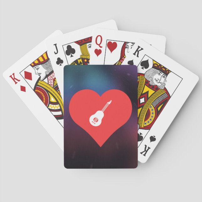 Jeu De Cartes J'aime le symbole frais d'Ukeleles (dos)