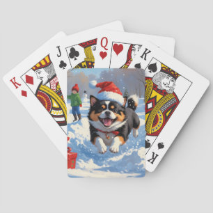 Jeu De Cartes Japanese Chin courant dans la neige avec un chapea