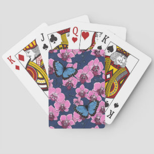 Jeu De Cartes Jardin botanique d'orchidées avec papillons