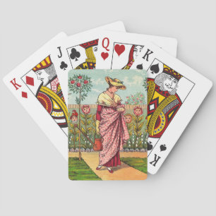 Jeu De Cartes Jardin Fleurir Femme Art Antique