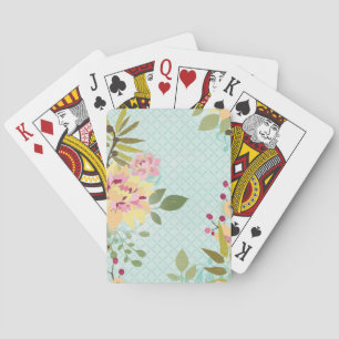 Jeu De Cartes Jardin floral, Arrière - plan bleu