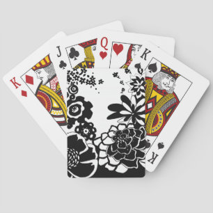 Jeu De Cartes Jardin floral noir et blanc Motif graphique