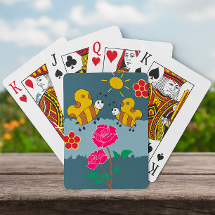 Jeu De Cartes Jardin Floral Rose et abeilles