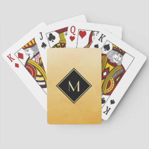 Jeu De Cartes Jaune balayé élégant avec le monogramme simple