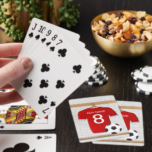 Jeu De Cartes Jersey de football rouge et blanc personnalisé