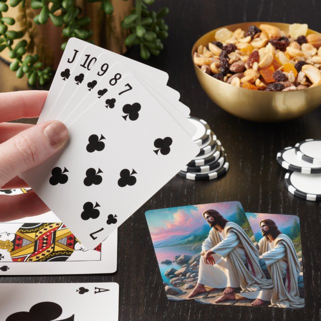 Jeu De Cartes Jésus Sauveur Tranquille dans la Réflexion Divine (In Situ)