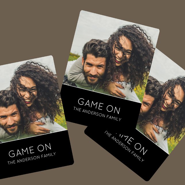 Jeu De Cartes Jeu Sur La Famille Photo Moderne Elegant Noir (Créateur téléchargé)