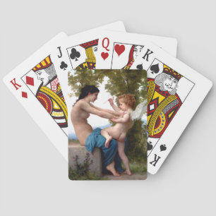 Jeu De Cartes Jeune Fille Se Défendant Contre Eros Cupide