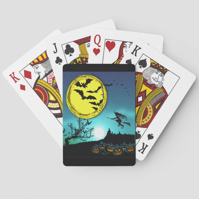 Jeu De Cartes Jeune sorcière volant dans le ciel nocturne (dos)