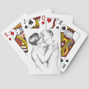 Jeu De Cartes Jeunes hommes s'embrasser (art gai Vintage)