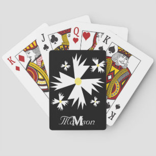 Jeu De Cartes Joli blanc Floral Daisy Geometrical Black