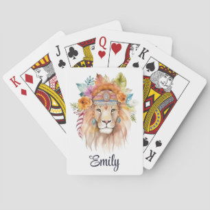 Jeu De Cartes Joli boho aquarelle hippie design lion