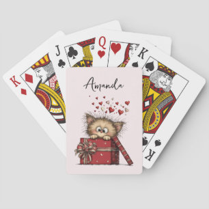 Jeu De Cartes Joli chaton de dessin animé dans une boîte avec de