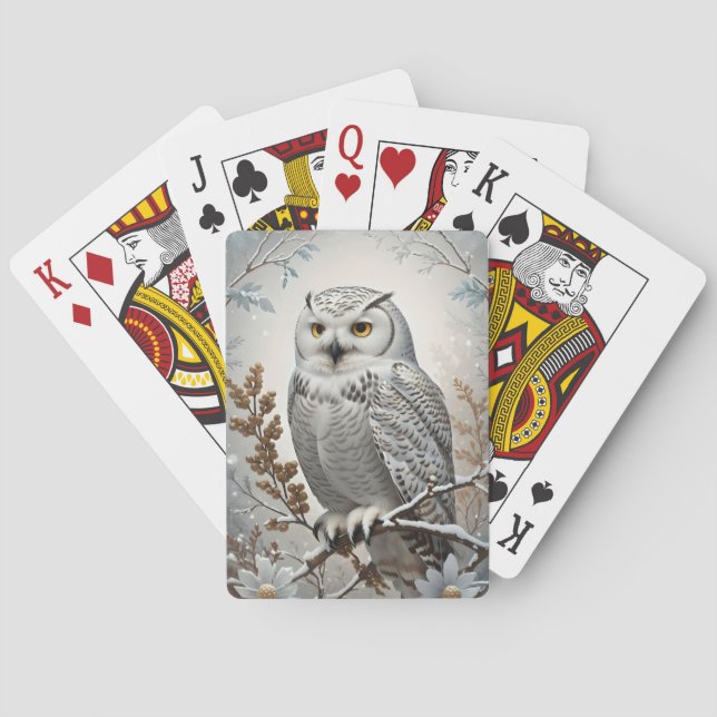Jeu De Cartes Joli Chouette blanche neige hiver (dos)