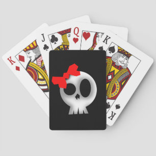 Jeu De Cartes Joli crâne avec Bow rouge