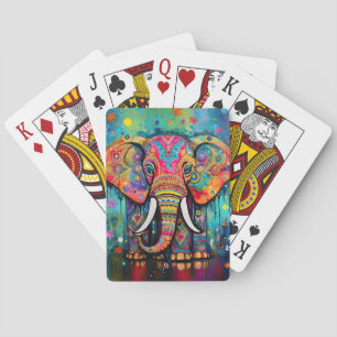 Jeu De Cartes Joli éléphant coloré Funky Mélange Média Animal