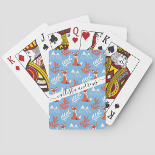 Jeu De Cartes Joli hiver Orange Fox Mountains Motif feuille