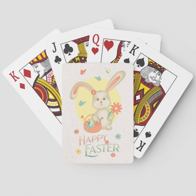 Jeu De Cartes Joli lapin de Pâques Floral Retro (dos)