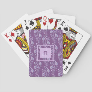 Jeu De Cartes Joli monogramme floral pourpre et Lilac