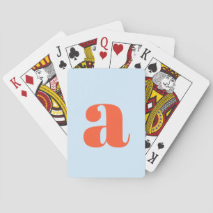 Jeu De Cartes Joli Monogramme Orange Bleu Doux Rétro