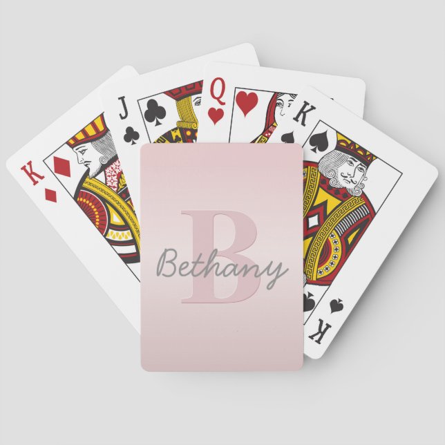 Jeu De Cartes Joli Monogramme rose personnalisable et votre nom  (dos)