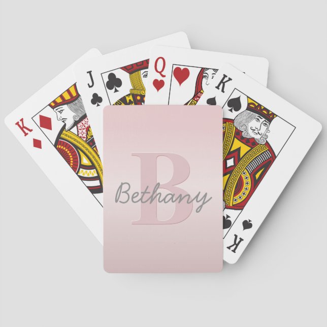 Jeu De Cartes Joli Monogramme rose personnalisable et votre nom  (dos)