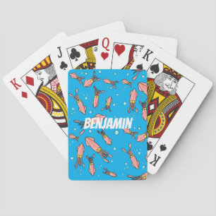 Jeu De Cartes Joli motif caricature de calmar rose